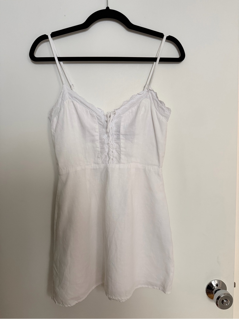Reformation White Lace-Trim Slip Dress